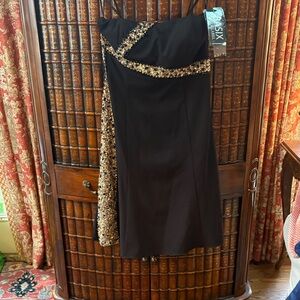 Strapless Black and Gold Dress by Dress Six